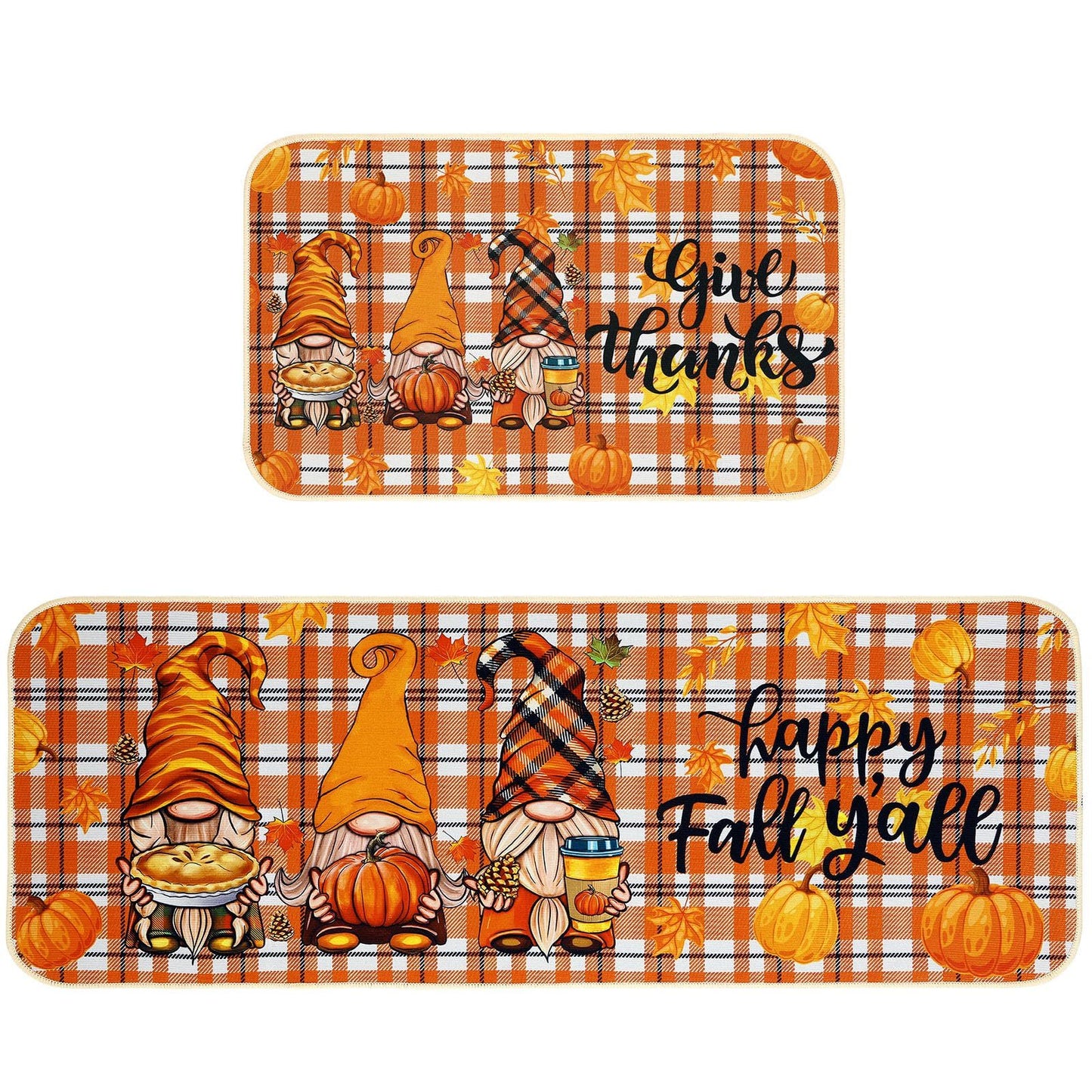 Fall Kitchen Mat Set Of 2, Autumn Kitchen Rugs Maple Leaves Kitchen Mats Decor Thanksgiving Decorative