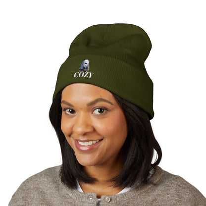 Cozy Embroidered Cuffed Beanie - Warm Winter Hat, Unisex Knit Cap, Cute Fall Fashion, Gift for Nature Lovers, Casual Everyday Wear