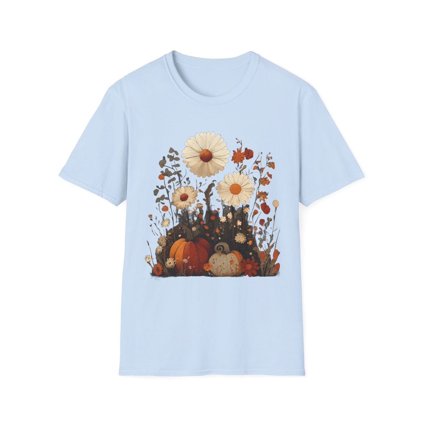 Autumn Harvest Floral Pumpkin Unisex T-Shirt