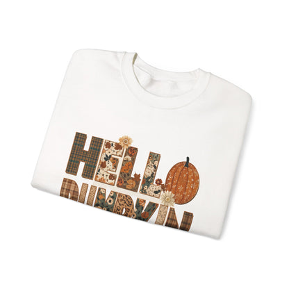 Hello Pumpkin Patchwork Crewneck Sweatshirt