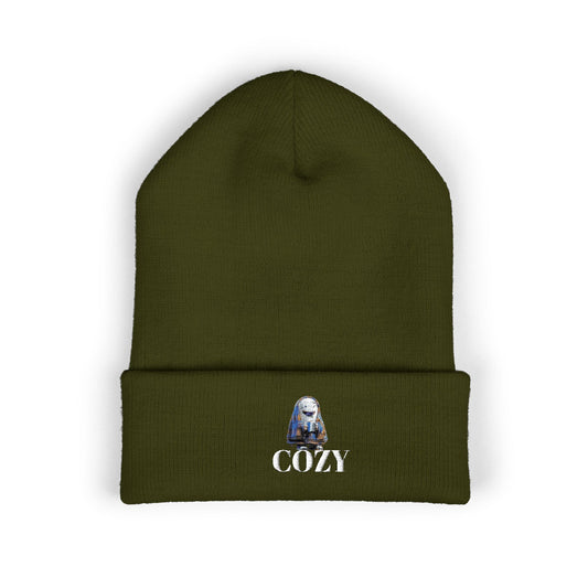 Cozy Embroidered Cuffed Beanie - Warm Winter Hat, Unisex Knit Cap, Cute Fall Fashion, Gift for Nature Lovers, Casual Everyday Wear