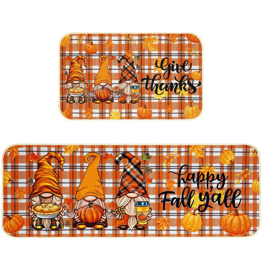 Fall Kitchen Mat Set Of 2, Autumn Kitchen Rugs Maple Leaves Kitchen Mats Decor Thanksgiving Decorative