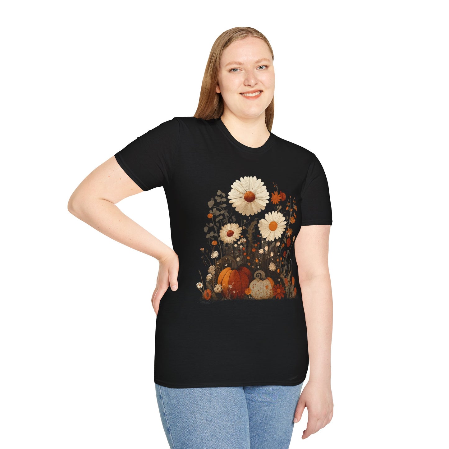 Autumn Harvest Floral Pumpkin Unisex T-Shirt