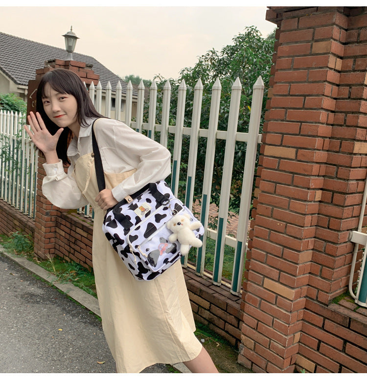 Women’s Cow Print Shoulder Backpack – Cute & Stylish Bag