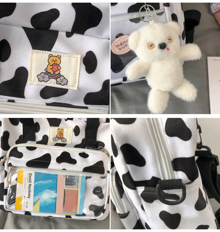 Women’s Cow Print Shoulder Backpack – Cute & Stylish Bag