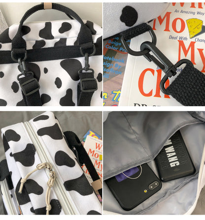 Women’s Cow Print Shoulder Backpack – Cute & Stylish Bag