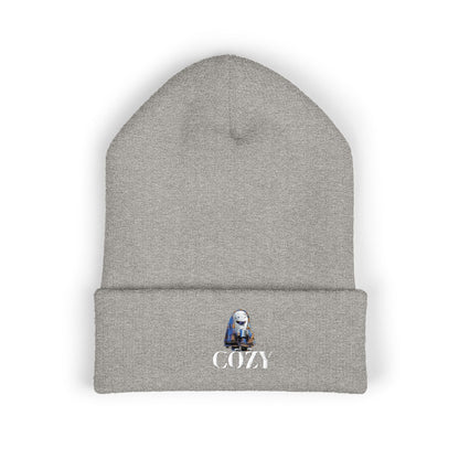 Cozy Embroidered Cuffed Beanie - Warm Winter Hat, Unisex Knit Cap, Cute Fall Fashion, Gift for Nature Lovers, Casual Everyday Wear