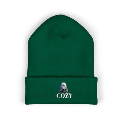 Cozy Embroidered Cuffed Beanie - Warm Winter Hat, Unisex Knit Cap, Cute Fall Fashion, Gift for Nature Lovers, Casual Everyday Wear