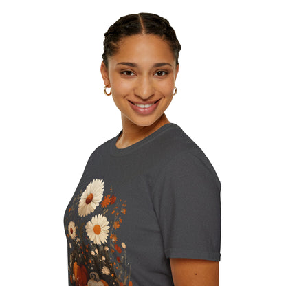 Autumn Harvest Floral Pumpkin Unisex T-Shirt