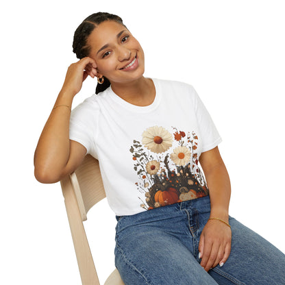 Autumn Harvest Floral Pumpkin Unisex T-Shirt