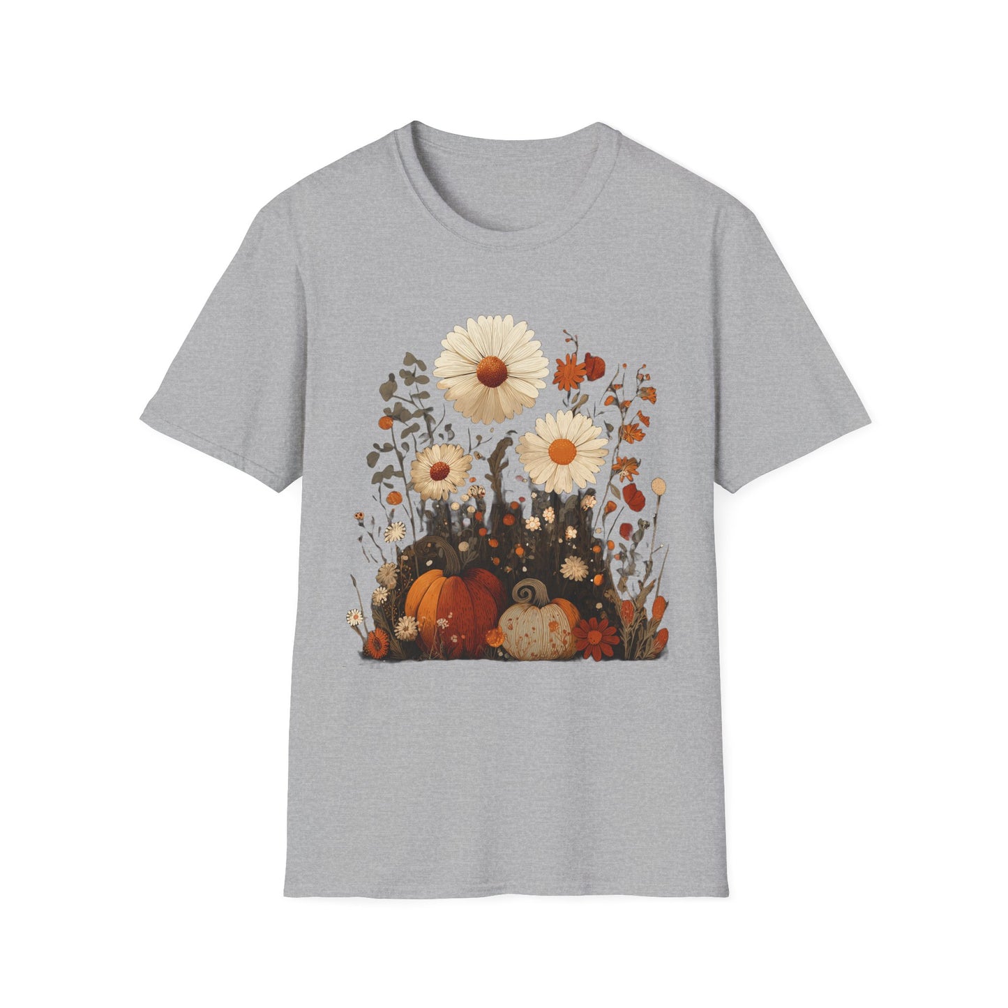 Autumn Harvest Floral Pumpkin Unisex T-Shirt