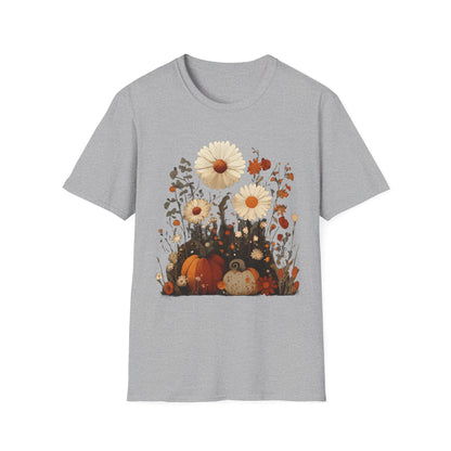 Autumn Harvest Floral Pumpkin Unisex T-Shirt