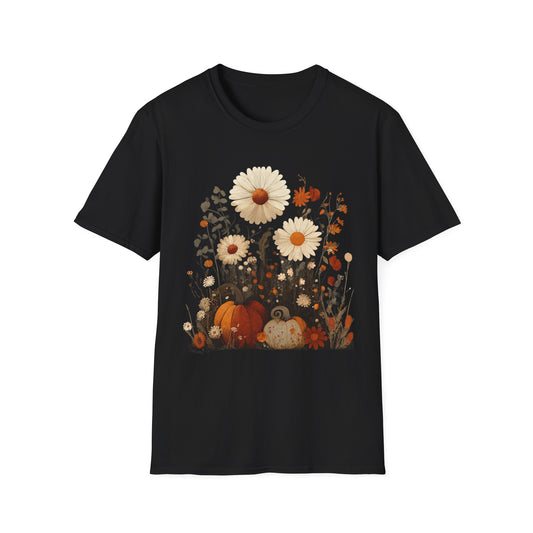Autumn Harvest Floral Pumpkin Unisex T-Shirt