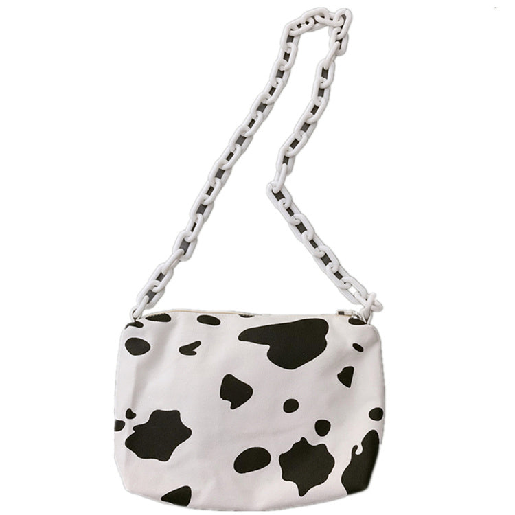 Girls’ Cow Pattern Canvas Bag – Perfect for School or Outings