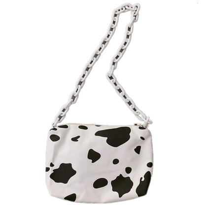 Girls’ Cow Pattern Canvas Bag – Perfect for School or Outings