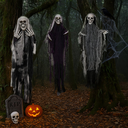 3PC Hanging Skeleton Ghost, One 4.6FT And Two 3FT Halloween Hanging Decorations