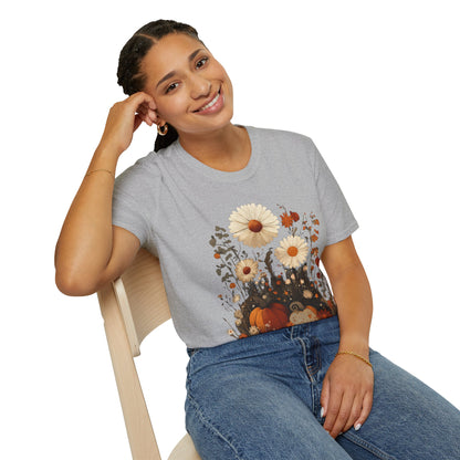 Autumn Harvest Floral Pumpkin Unisex T-Shirt