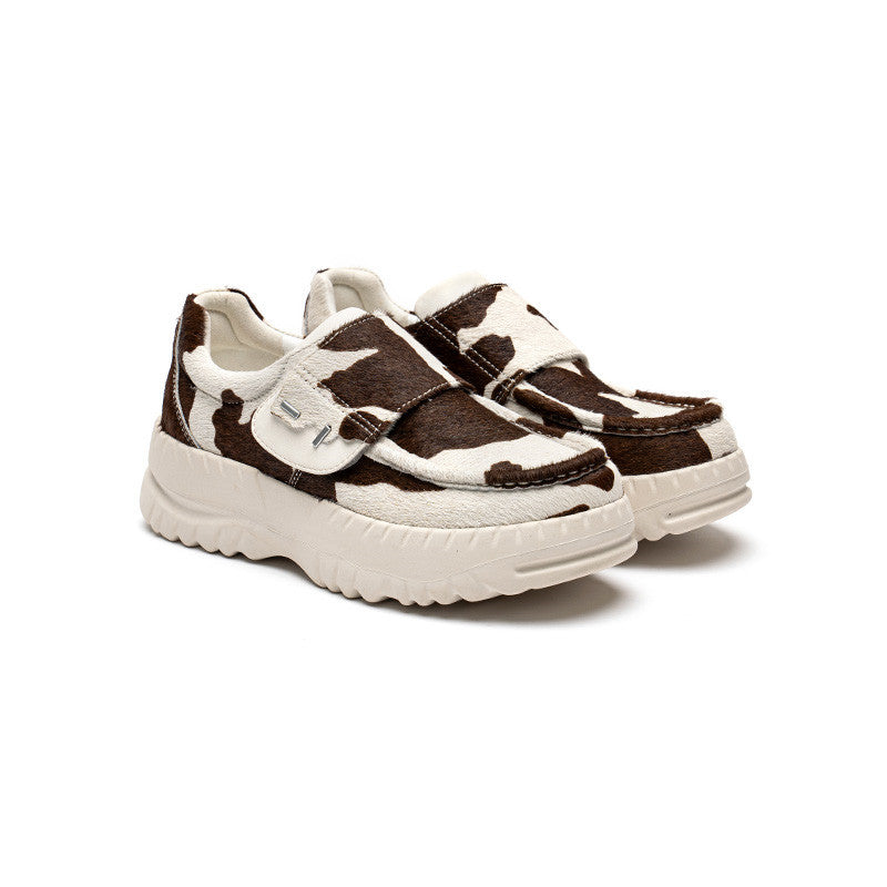 Cow Print Platform Sneakers – Fashionable Thick-Soled Shoes