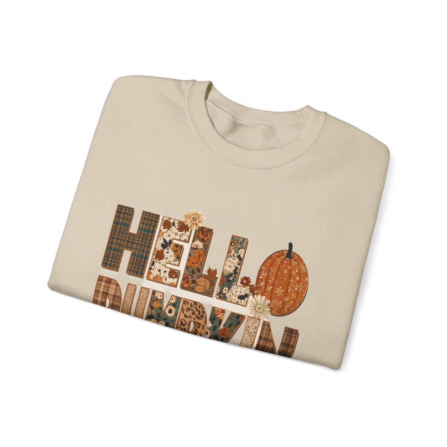 Hello Pumpkin Patchwork Crewneck Sweatshirt