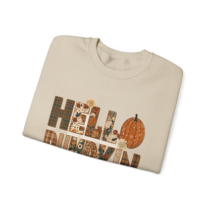 Hello Pumpkin Patchwork Crewneck Sweatshirt