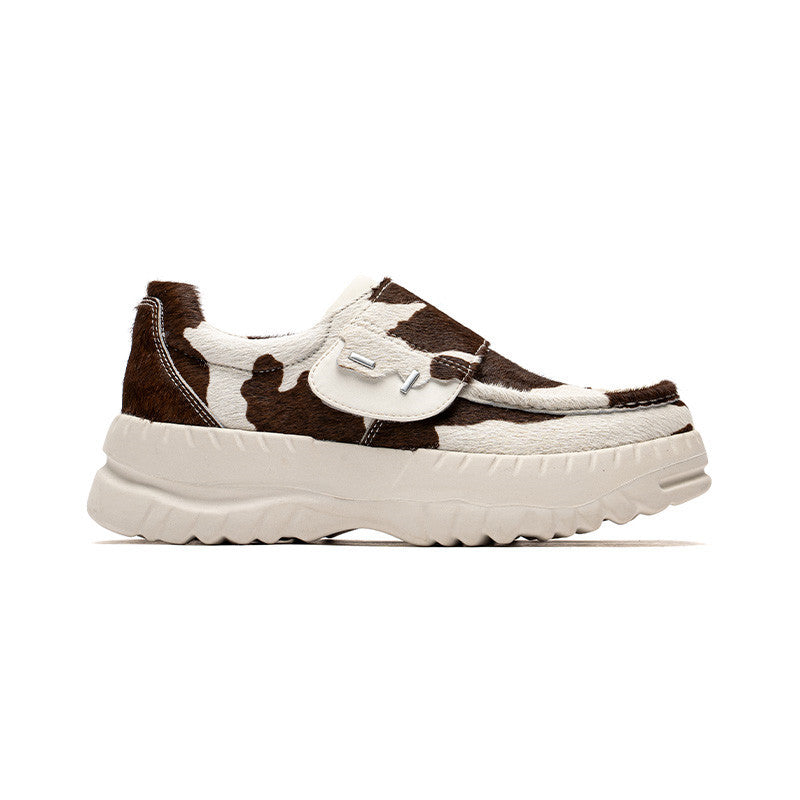 Cow Print Platform Sneakers – Fashionable Thick-Soled Shoes
