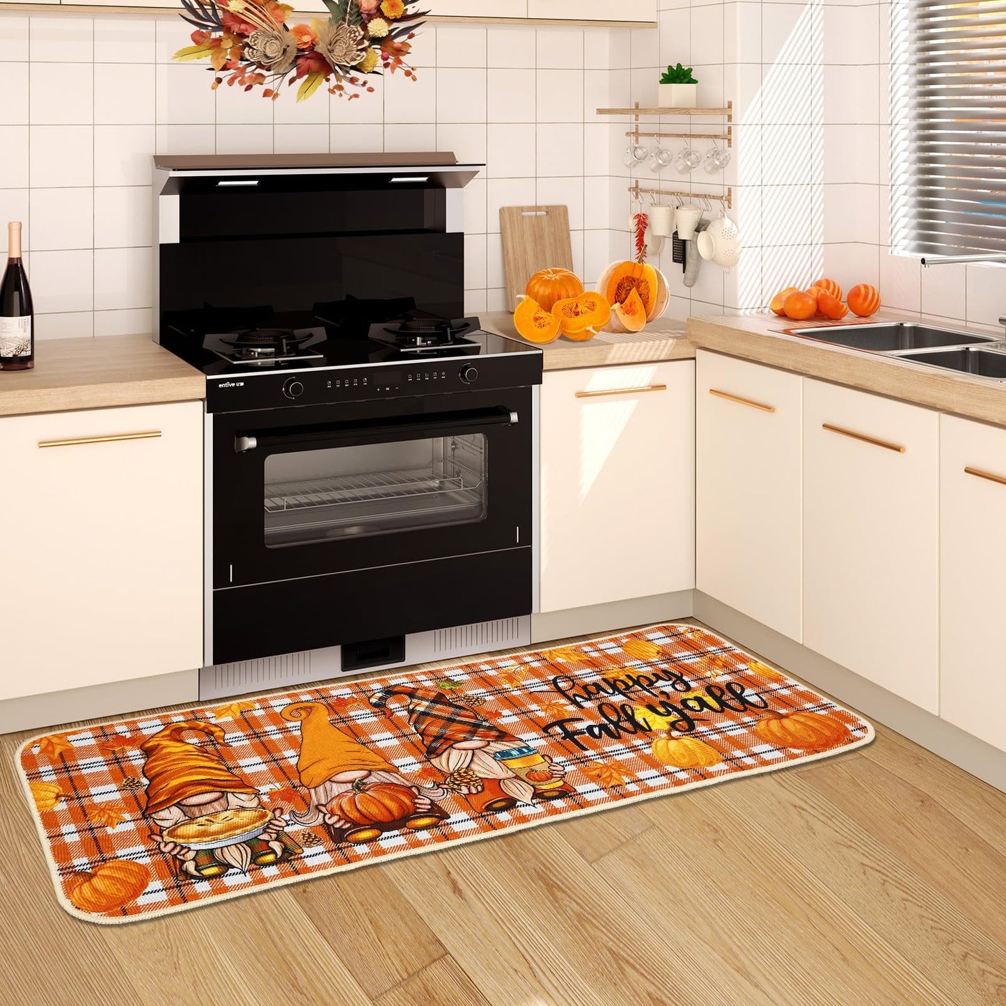 Fall Kitchen Mat Set Of 2, Autumn Kitchen Rugs Maple Leaves Kitchen Mats Decor Thanksgiving Decorative