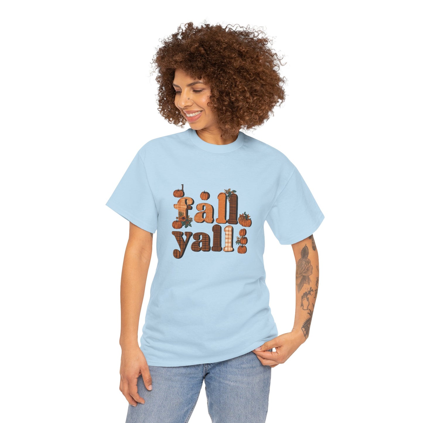 Fall Y'all Rustic Plaid Accent T-Shirt