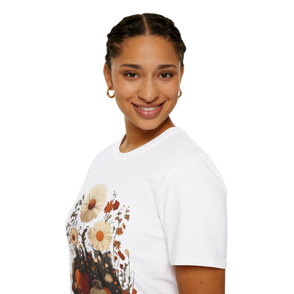 Autumn Harvest Floral Pumpkin Unisex T-Shirt