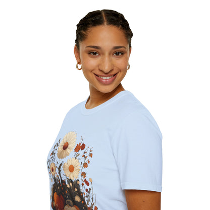 Autumn Harvest Floral Pumpkin Unisex T-Shirt