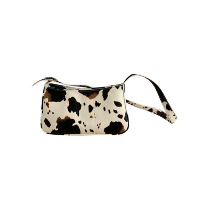 Cowhide-Inspired Baguette Bag