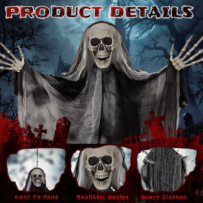 3PC Hanging Skeleton Ghost, One 4.6FT And Two 3FT Halloween Hanging Decorations