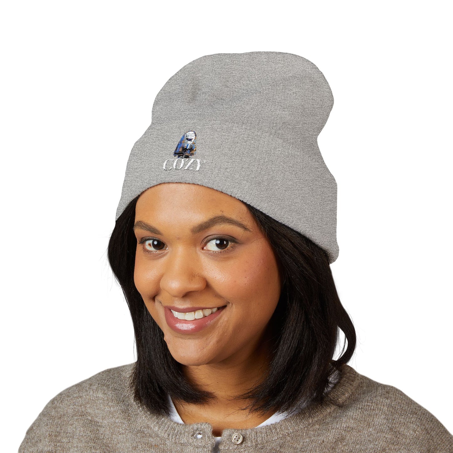 Cozy Embroidered Cuffed Beanie - Warm Winter Hat, Unisex Knit Cap, Cute Fall Fashion, Gift for Nature Lovers, Casual Everyday Wear