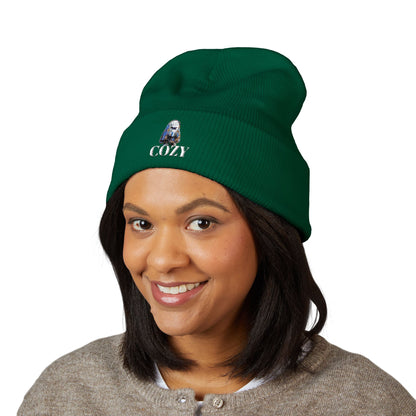 Cozy Embroidered Cuffed Beanie - Warm Winter Hat, Unisex Knit Cap, Cute Fall Fashion, Gift for Nature Lovers, Casual Everyday Wear