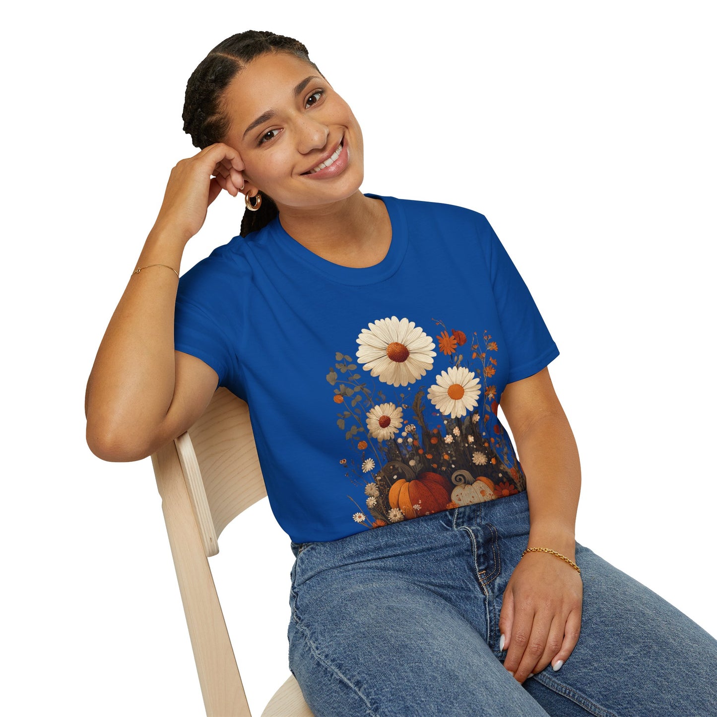 Autumn Harvest Floral Pumpkin Unisex T-Shirt