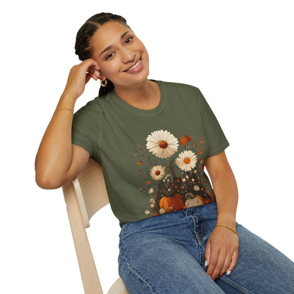 Autumn Harvest Floral Pumpkin Unisex T-Shirt