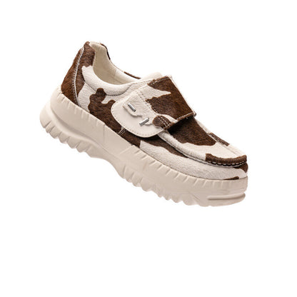Cow Print Platform Sneakers – Fashionable Thick-Soled Shoes