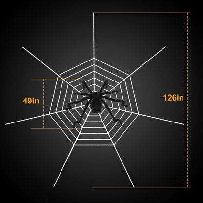 1Pc Halloween Decorations Spider Outdoor 49inch Halloween Spider With 126 Inch Tarantula Mega Spider Web Hairy Poseable Scary Spider Outdoor Yard Creepy Decor Spider Stretch Cobweb