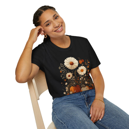 Autumn Harvest Floral Pumpkin Unisex T-Shirt
