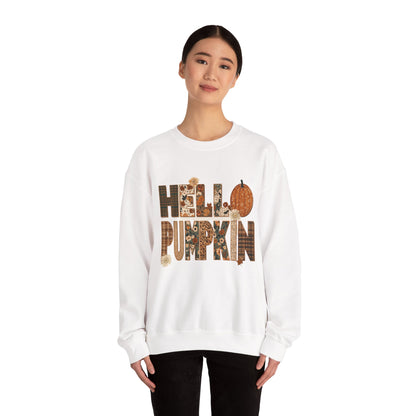 Hello Pumpkin Patchwork Crewneck Sweatshirt