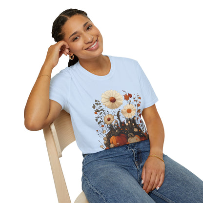 Autumn Harvest Floral Pumpkin Unisex T-Shirt