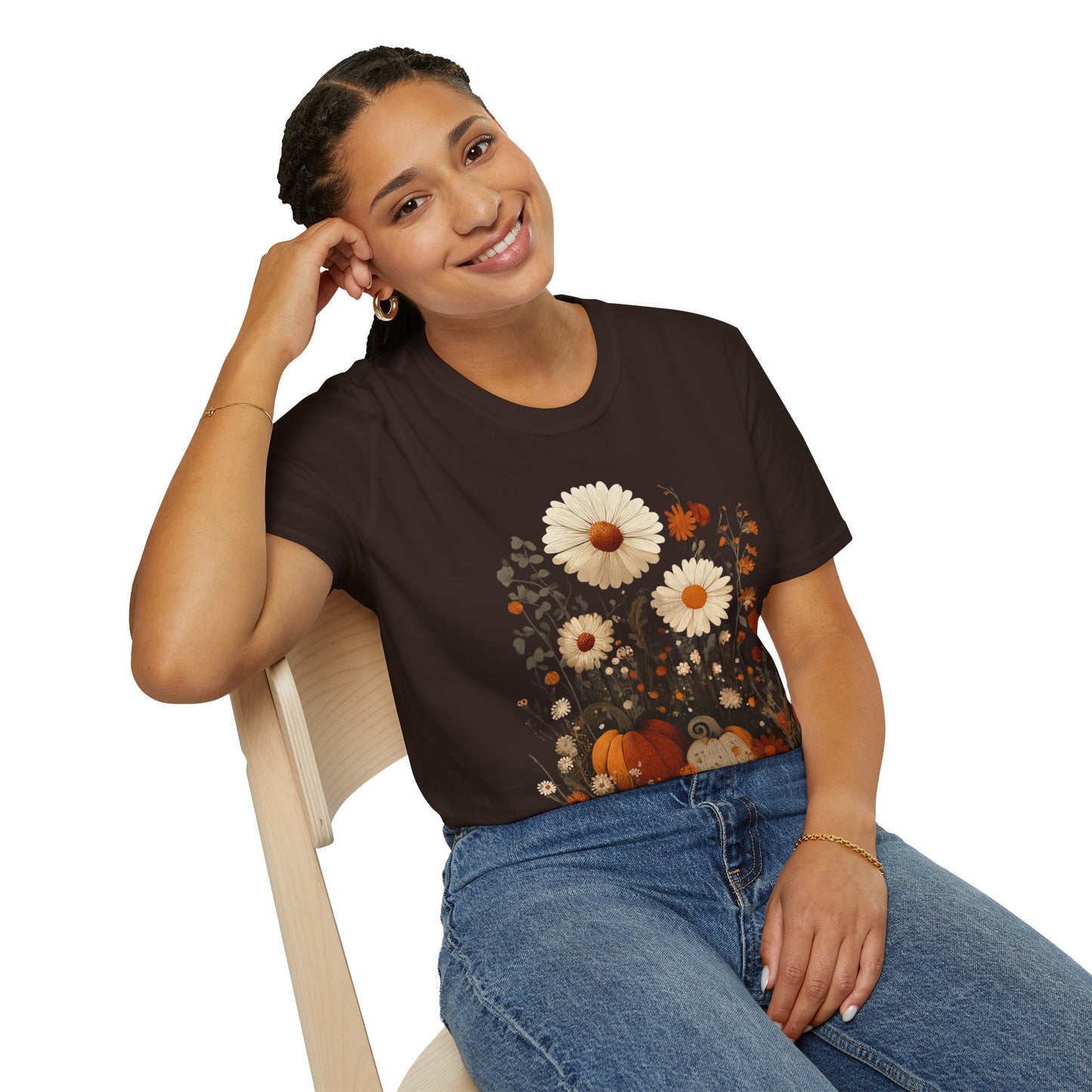 Autumn Harvest Floral Pumpkin Unisex T-Shirt