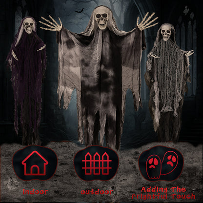 3PC Hanging Skeleton Ghost, One 4.6FT And Two 3FT Halloween Hanging Decorations