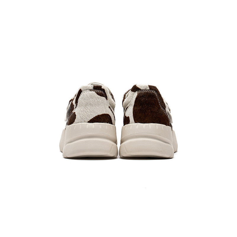 Cow Print Platform Sneakers – Fashionable Thick-Soled Shoes