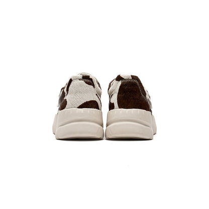 Cow Print Platform Sneakers – Fashionable Thick-Soled Shoes