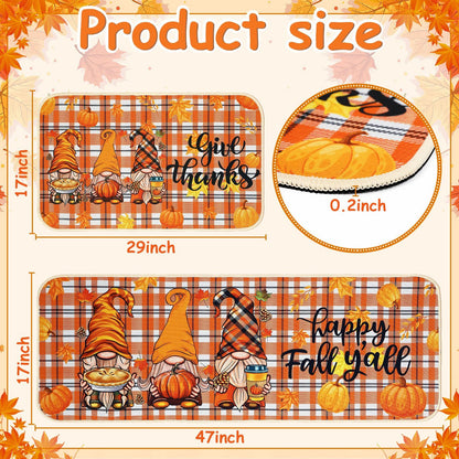 Fall Kitchen Mat Set Of 2, Autumn Kitchen Rugs Maple Leaves Kitchen Mats Decor Thanksgiving Decorative
