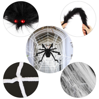 1Pc Halloween Decorations Spider Outdoor 49inch Halloween Spider With 126 Inch Tarantula Mega Spider Web Hairy Poseable Scary Spider Outdoor Yard Creepy Decor Spider Stretch Cobweb