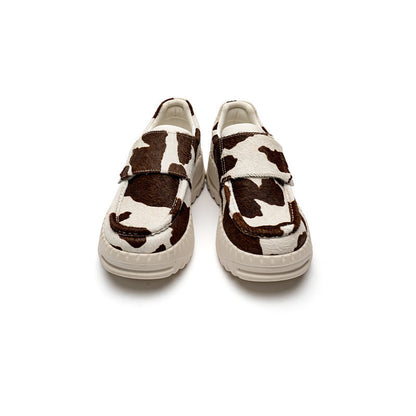 Cow Print Platform Sneakers – Fashionable Thick-Soled Shoes